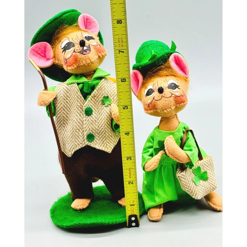 Annalee St Patricks Day Mouse Pair Irish Leprechaun Figures 2016